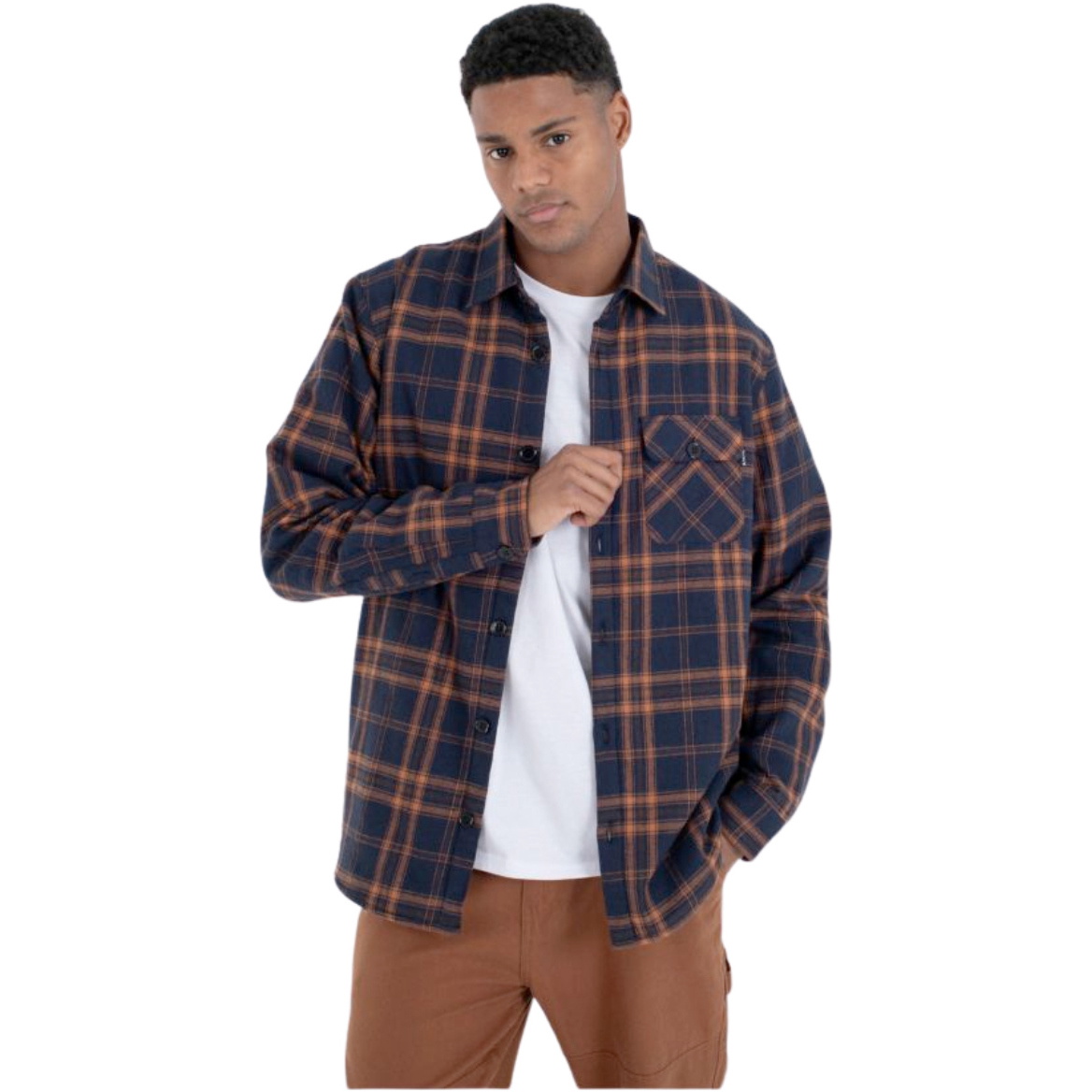 2026 Hurley Mens Axe Sherpa Flannel Shirt MVSEU00004 - Obsidian